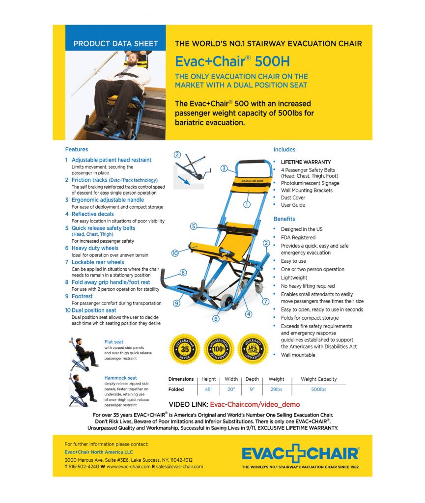 Evac Chair 500h Disabled Bariatric Evacuation Chair